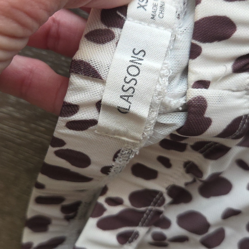 Glassons Animal Print Flare Layered Mesh High Waist Stretchy Pants XS Cow Print - Picture 4 of 12